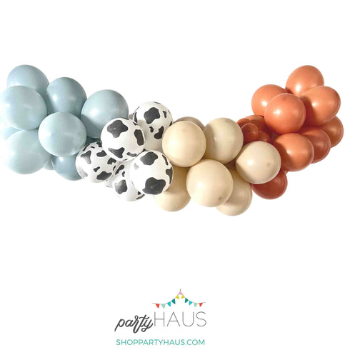 Blue Cow Print Party Balloon Garland Kit