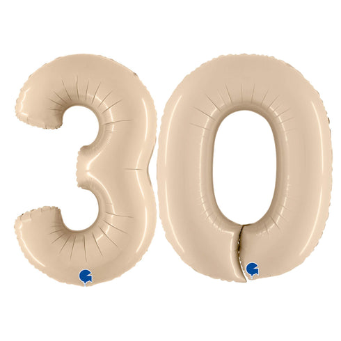 Satin Cream Number 30 Balloons | 40 INCH