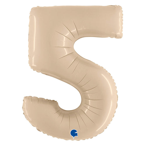 Satin Cream Number 5 Balloons | 40 INCH