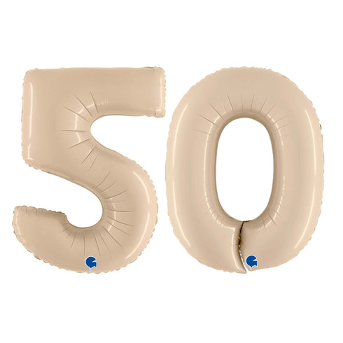 Satin Cream Number 50 Balloons | 40 INCH