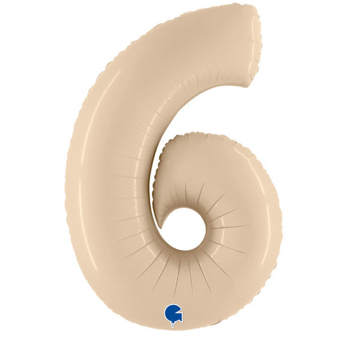 Satin Cream Number 6 Balloons | 40 INCH