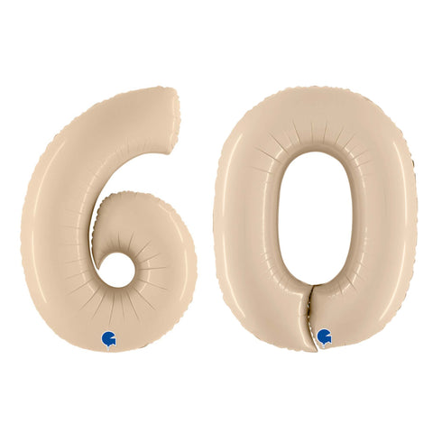 Satin Cream Number 60 Balloons | 40 INCH