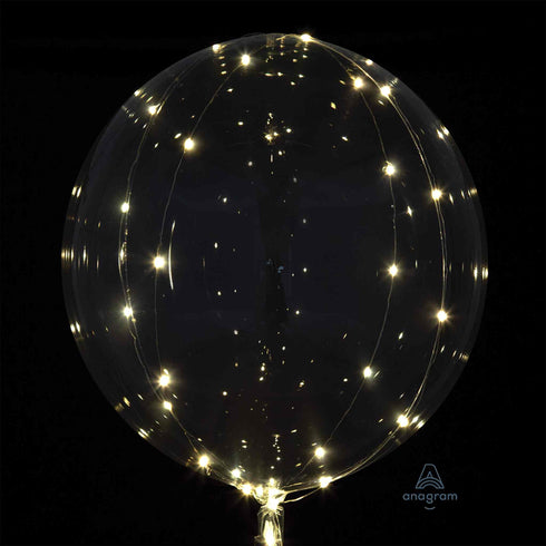 Lighted Crystal Clearz Orbz Balloons | White LED Lights | 20 INCH
