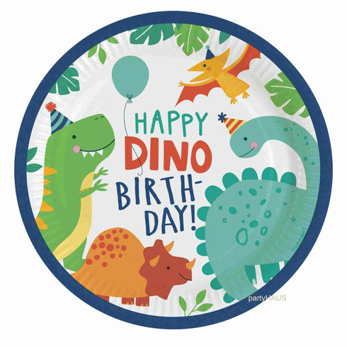 Large Dinosaur Party Paper Plates | Set 8
