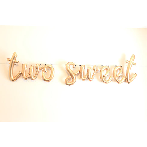 TWO SWEET Letter Balloon Banner l Silver l Gold l Rose Gold