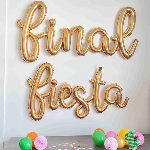 FINAL FIESTA Balloon Letter Banner | Gold | Silver | Rose Gold