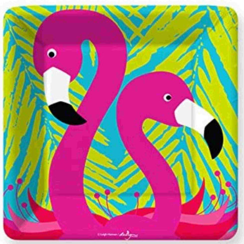 Flamingo Party Paper Plates | Dessert | Package 8