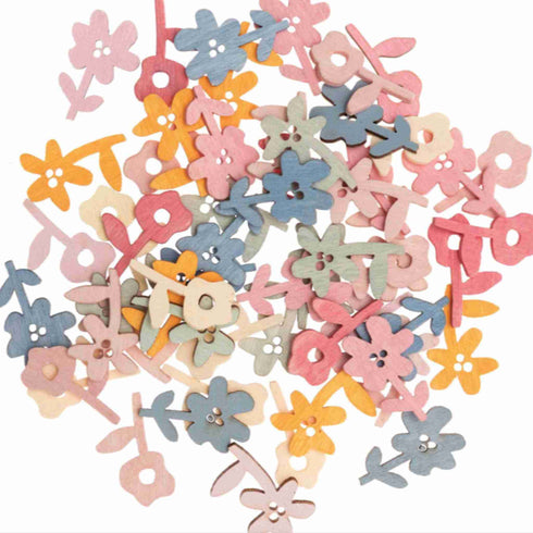 Pastel Flower Wood Party Confetti | Package 48