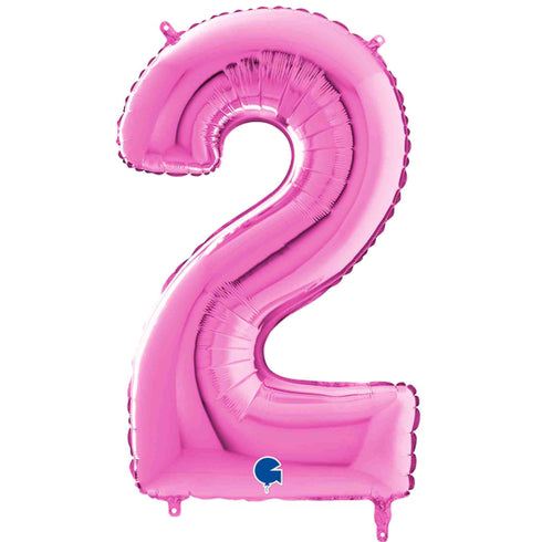 Fuchsia Pink Number 2 Balloons | 14 INCH