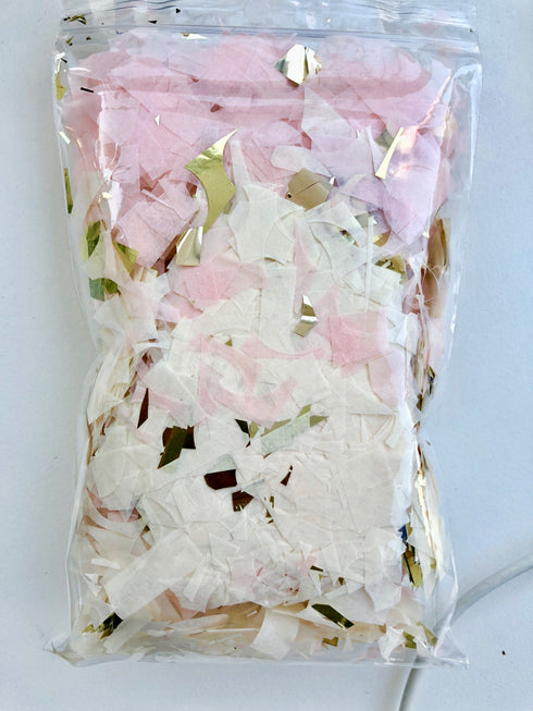 Hand Cut Confetti Balloons | Blush Pink & Metallic Gold