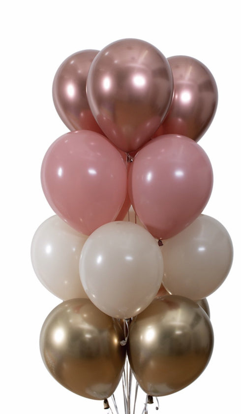 Chrome Pink and Gold Latex Balloon Bouquet l 11 INCH