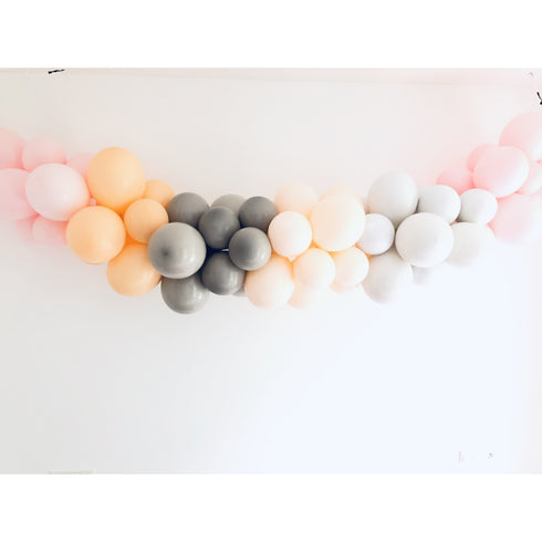 Grey Blush Peach Latex Organic Balloon Garland Kit