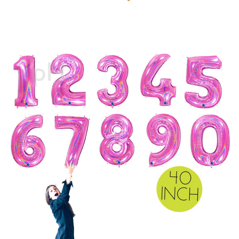 40 INCH | Glitter Fuchsia Pink Number Balloons