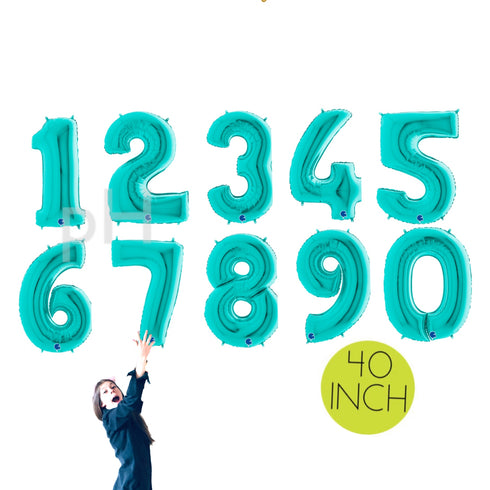 Teal Blue Number 0 Balloons | 40 INCH