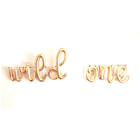 WILD ONE Letter Balloon Banner | Gold | Rose Gold | Silver