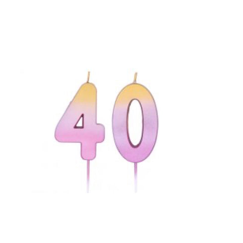Number 40 Rose Gold Pink Ombre Party Candles
