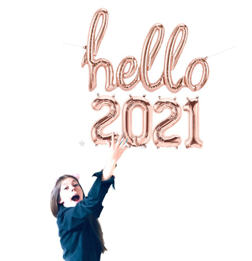 Hello 2021 Balloons - Rose Gold - Gold - Silver