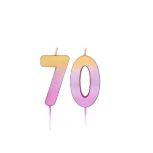 Number 70 Rose Gold Pink Ombre Party Cake Candles
