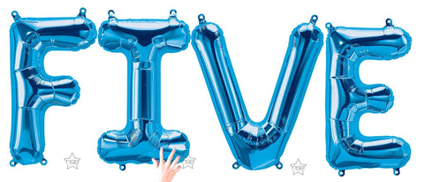 FIVE Letter Balloon Banner | Silver | Gold | Rose Gold | Pink | Blue