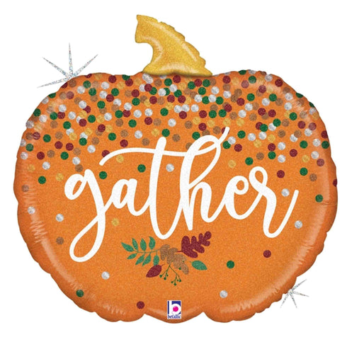 Gather Fall Glitter Pumpkin Balloon | 23 Inch