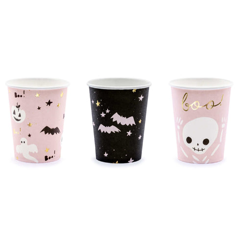 Pretty Pink Halloween Paper Party Cups | Set 6