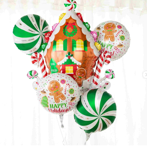 Gingerbread House Christmas Balloon Bouquets | Set 5