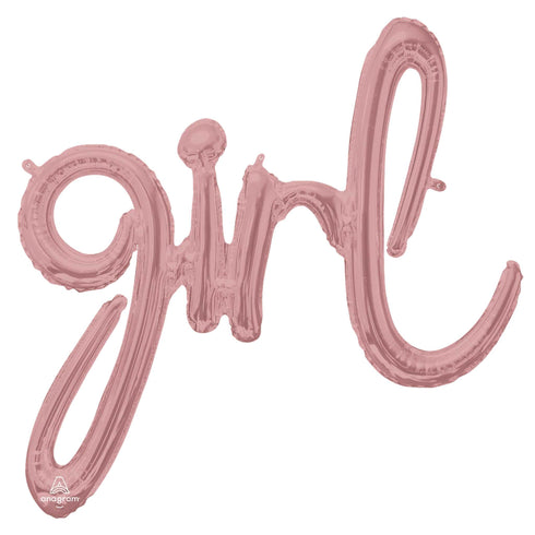 Girl Script Balloons | Rose Gold