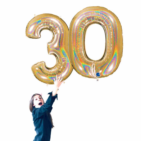 Glitter Gold Number 30 Balloons | 40 INCH