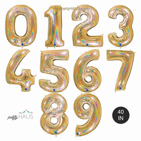 40 INCH | Glitter Gold Number Balloons