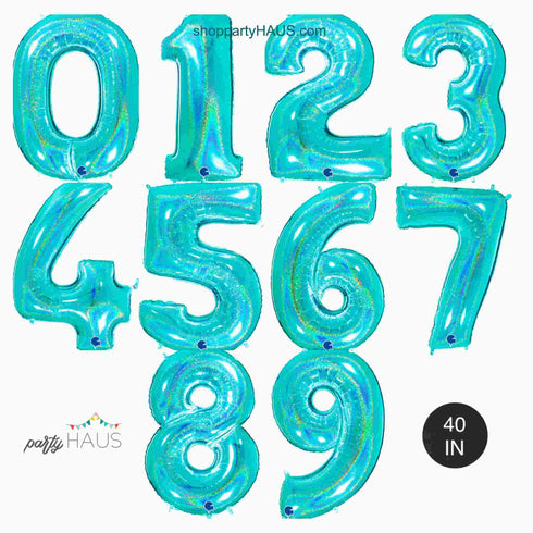 Glitter Teal Number 1 Balloons | 40 INCH