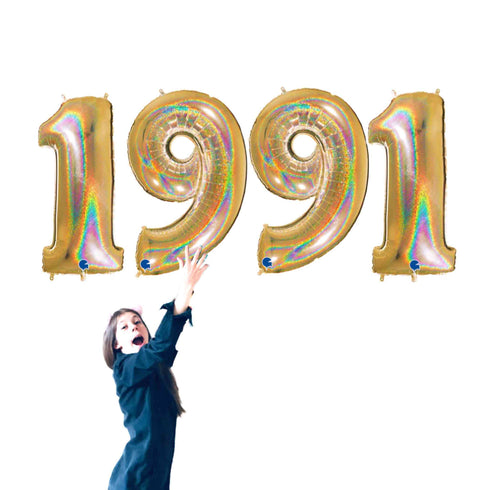 Glitter Gold 1991 Number Balloons | 40 INCH