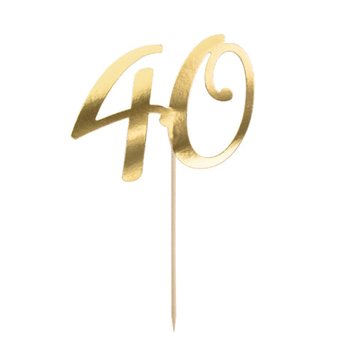 Number 40 Cake Topper | Metallic Gold