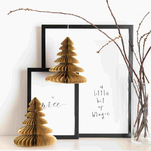 Christmas Tree Honeycomb Decorations | Gold | 8 Inch