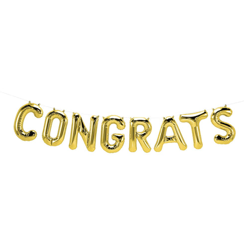 Congrats Letter Balloon Banner | Gold | Silver | Rose Gold | Pink | Blue