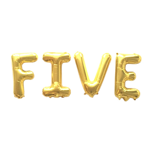FIVE Letter Balloon Banner | Silver | Gold | Rose Gold | Pink | Blue