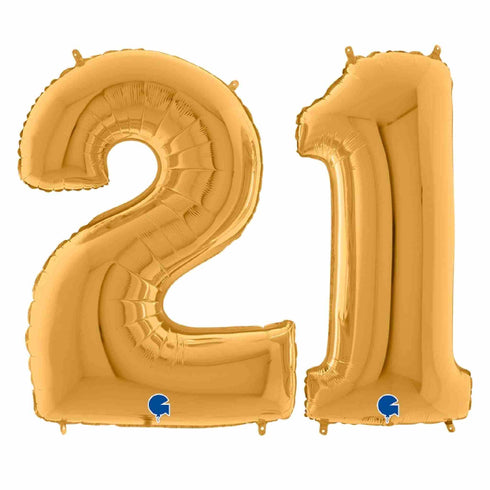 Gold Number 21 Balloons | 40 INCH
