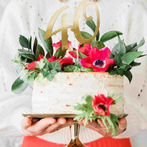 Number 40 Cake Topper | Metallic Gold