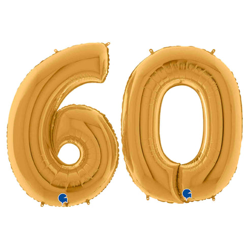 Gold Number 60 Balloons | 40 INCH