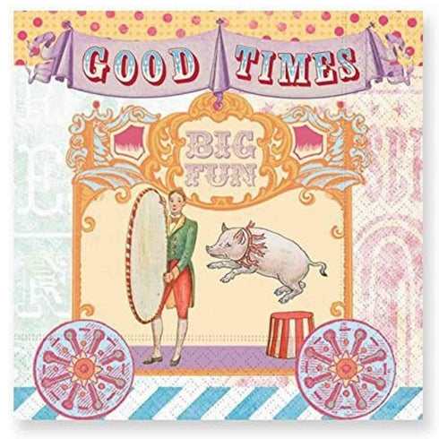 Good Times Circus Carnival Party Paper Napkins | Luncheon 6.5 Inch | Package 20