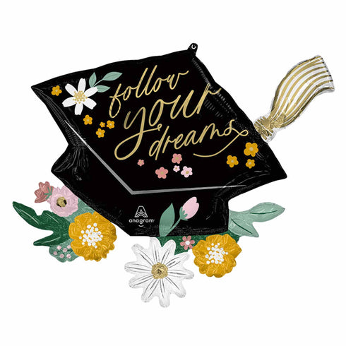 Graduation Cap Foil Balloons | Follow Your Dreams | 30 Inch