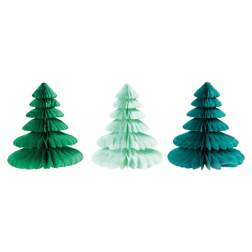 Christmas Tree Honeycomb Decorations | Green Ombre Set 3 | 8 Inch