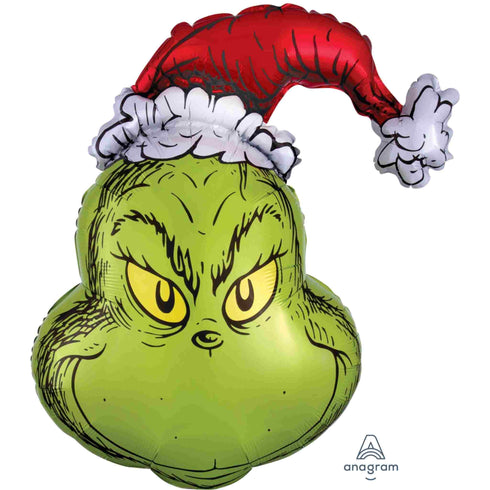 Grinch Head Christmas Foil Balloons | 29 Inch | Licensed