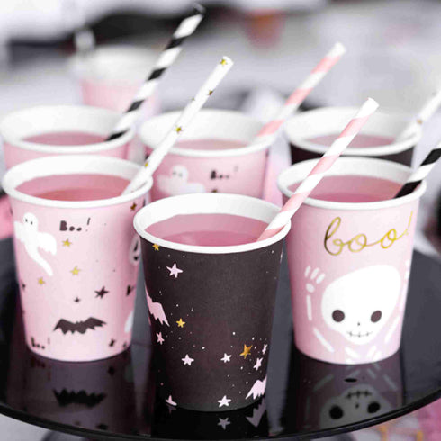 Pretty Pink Halloween Paper Party Cups | Set 6