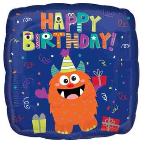 Monster Balloon | 18 INCH Square | Happy Birthday