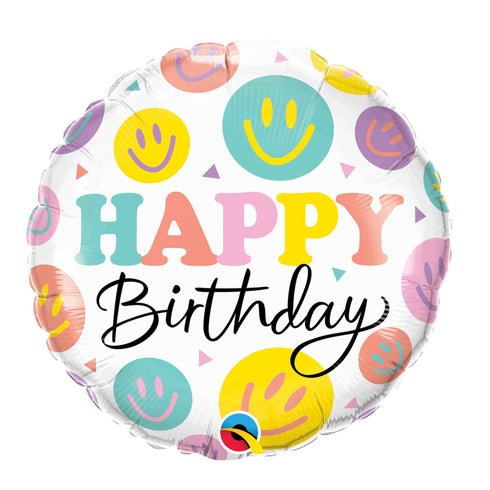 Smiley Faces Happy Birthday Foil Balloons | 17 Inch