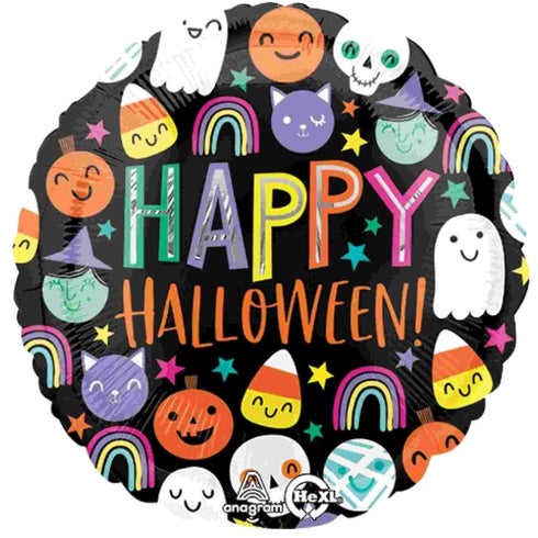 Happy Halloween Smiley Faces Balloon | 18 INCH