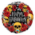 Happy Halloween Gold Skull and Roses Foil Balloon | 18 INCH