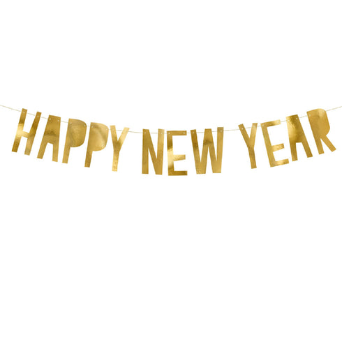 Happy New Year Metallic Gold Paper Banner | Small