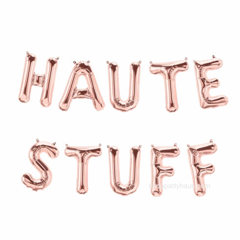 HAUTE STUFF Foil Letter Balloon Banner | Rose Gold | Silver | Rose Gold | Pink | Blue