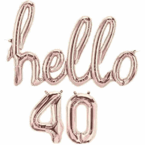 Hello 40 Foil Balloons | Rose Gold, Gold and Silver